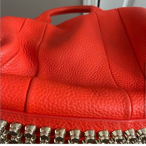 Authentic Alexander Wang Rocco Orange Pebbled Leather Studded Satchel. - Picture 5 of 16